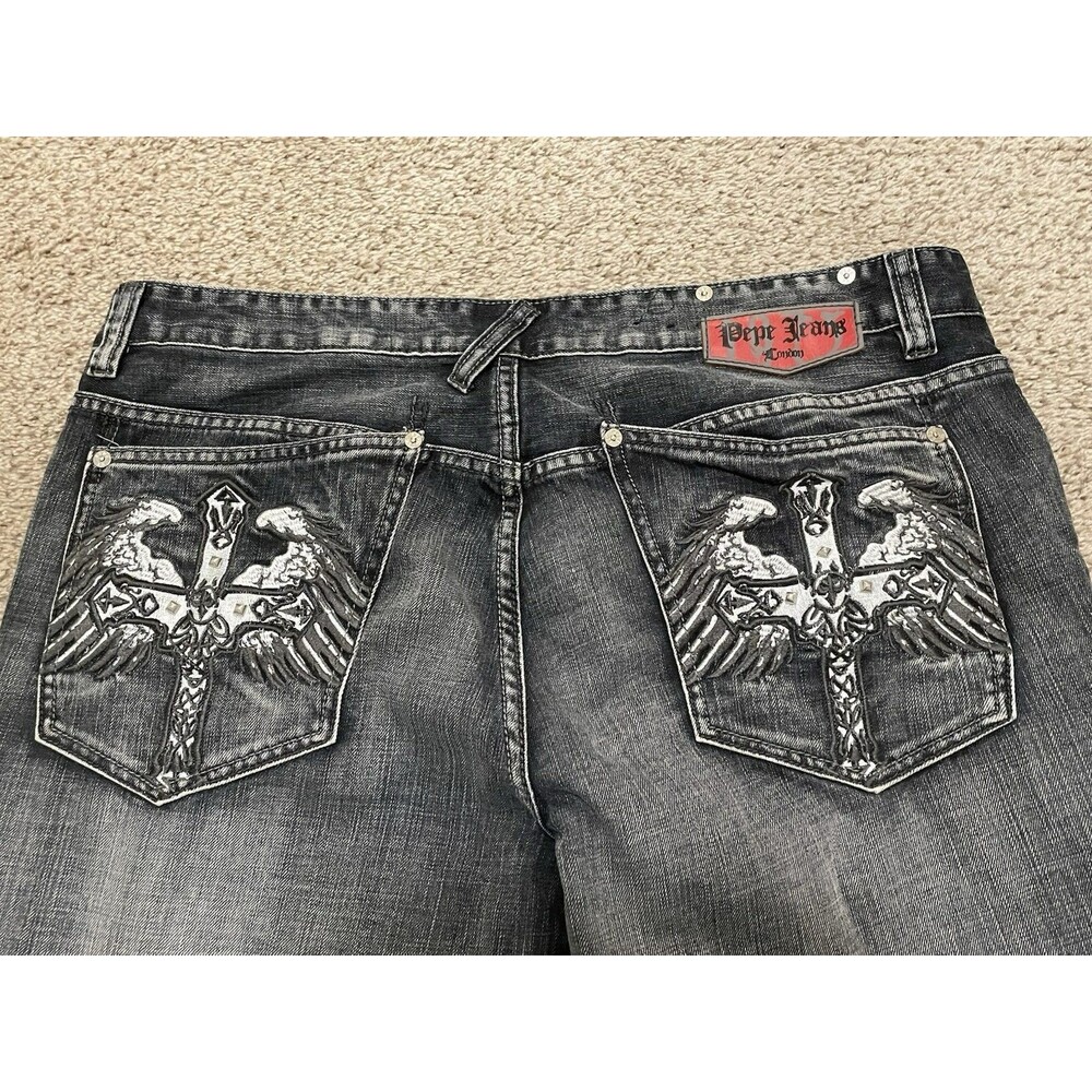 Vintage Rare Baggy Embroidered Pepe Jeans London Pants Mens 38x32 - Picture 3 of 7